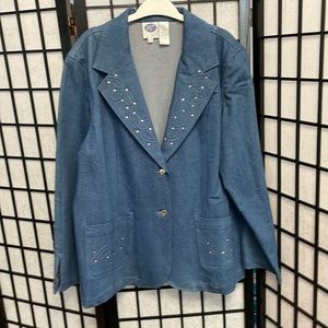 Vintage Dg2 By Diane Gilman Light Wash Denim Blazer, SZ large